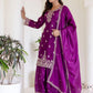 Rajwada Wine Chiffon Embroidered Stitched Kurta Set For Women