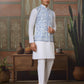 Rajwada White Silk Blend Plain Stitched Kurta Set For Men