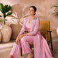 Rajwada Pink Organza Embellished Stitched Co-Ord Set For Women