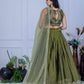 Rajwada Green Organza Embroidered Semi-Stitched lehenga For Women