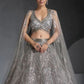 Rajwada Grey Georgette Embellished Semi Stitched Lehenga For Women