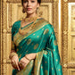 Rajwada Teal Green Silk Blend Woven Pithani Saree For Women