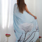 Rajwada Light Blue Silk Blend Floral Print & Cutwork Saree For Women