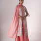 Rajwada Pink And Lavender Art Silk Printed And Embroidered Semi-Stitched Kurta Set For Women