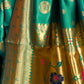 Rajwada Teal Green Silk Blend Woven Pithani Saree For Women
