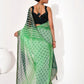 Rajwada Green Cotton Linen Embroidered Striped Saree For Women
