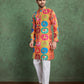 Rajwada Multicolor Rayon Printed and Embroidered Stitched Kurta For Men