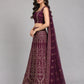 Wine Silk Blend Embroidered Lehenga