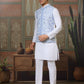 Rajwada White Silk Blend Plain Stitched Kurta Set For Men