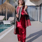 Rajwada Red Velvet Embroidered Kurta Set For Women