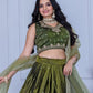 Rajwada Green Organza Embroidered Semi-Stitched lehenga For Women