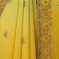 Rajwada Yellow Georgette Embellished Solid Saree For Women