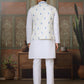 Rajwada White Silk Blend Plain Stitched Kurta Set For Men