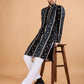 Rajwada Black Viscose Rayon Embroidered Stitched Kurta For Men
