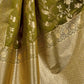 Rajwada Olive Green Silk Blend Solid Saree For Women