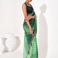Rajwada Green Cotton Linen Embroidered Striped Saree For Women