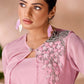 Rajwada Pink Organza Embellished Stitched Co-Ord Set For Women