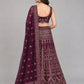 Wine Silk Blend Embroidered Lehenga
