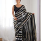 Rajwada Black Georgette Sequins Saree With Unstitched Blouse For Women