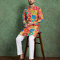 Rajwada Multicolor Rayon Printed and Embroidered Stitched Kurta For Men