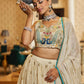Rajwada Off White Chinon Silk Embellished Semi Stitched Lehenga For Women