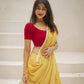 Rajwada Yellow Cotton Blend Printed Saree For Women