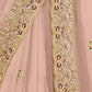 Rajwada Light Peach Georgette Embellished Elegant Saree For Women