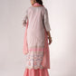 Rajwada Pink And Lavender Art Silk Printed And Embroidered Semi-Stitched Kurta Set For Women