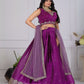 Rajwada Purple Silk Blend Embroidered Semi-Stitched lehenga For Women