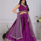 Rajwada Purple Silk Blend Embroidered Semi-Stitched lehenga For Women