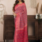 Rajwada Red Cotton Linen Zari Work Saree For Women