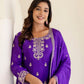 Rajwada Purple Chiffon Embroidered Stitched Kurta Set For Women