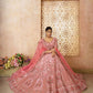 Rajwada Pink Silk Blend Embroidered Semi-Stitched Lehenga For Women