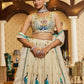Rajwada Off White Chinon Silk Embellished Semi Stitched Lehenga For Women