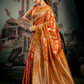 Rajwada Orange Silk Blend Solid Saree For Women