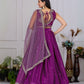 Rajwada Purple Silk Blend Embroidered Semi-Stitched lehenga For Women