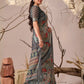 Rajwada Grey Linen Cotton Printed Saree For Women