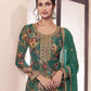 Rajwada Green Chiffon Printed And Embroidered Semi Stitched Kurta Set For Women