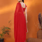 Rajwada Red Georgette Plain Saree With Unstitched Blouse For Women