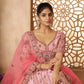 Rajwada Pink Silk Blend Embroidered Semi-Stitched Lehenga For Women