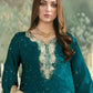 Rajwada Deep Teal Green Silk Blend Embellished Semi Stitched Kurta Set For Women