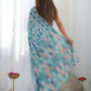 Rajwada Light Blue Silk Blend Floral Print & Cutwork Saree For Women