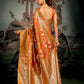Rajwada Orange Silk Blend Solid Saree For Women