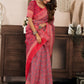 Rajwada Red Cotton Linen Zari Work Saree For Women