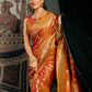 Rajwada Orange Silk Blend Solid Saree For Women