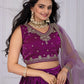 Rajwada Purple Silk Blend Embroidered Semi-Stitched lehenga For Women