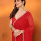 Rajwada Red Georgette Plain Saree With Unstitched Blouse For Women