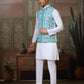 Rajwada White Silk Blend Plain Stitched Kurta Set For Men