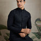 Rajwada Black Viscose Silk Woven Stitched Kurta For Men
