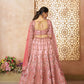 Rajwada Pink Silk Blend Embroidered Semi-Stitched Lehenga For Women